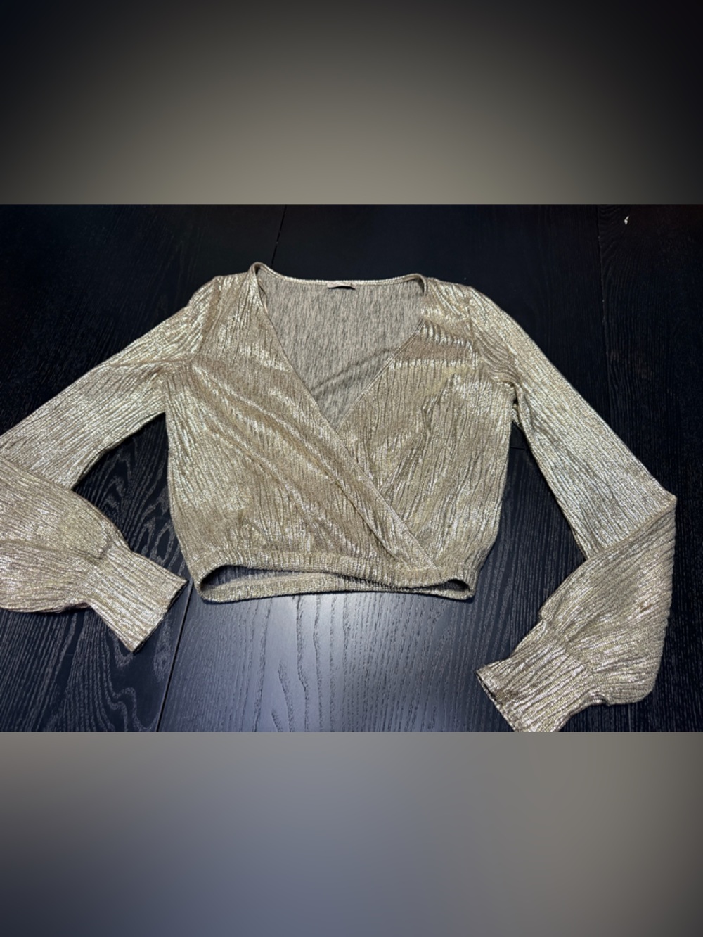 Zara Gold Metallic Wrap Crop Top